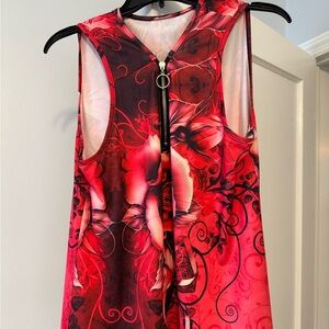 SHEIN Red and Black Floral tank top